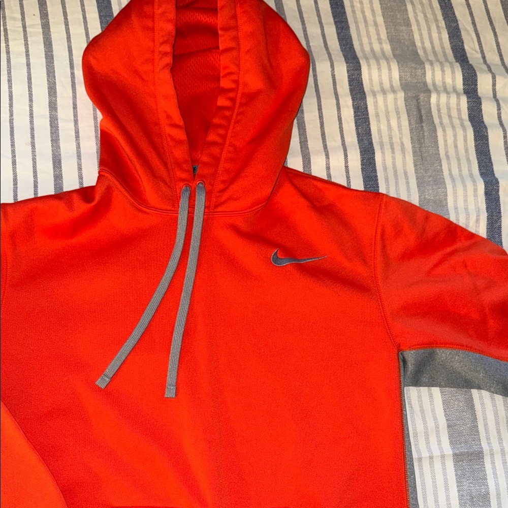 Nike Men's Orange and Gray Hoodie